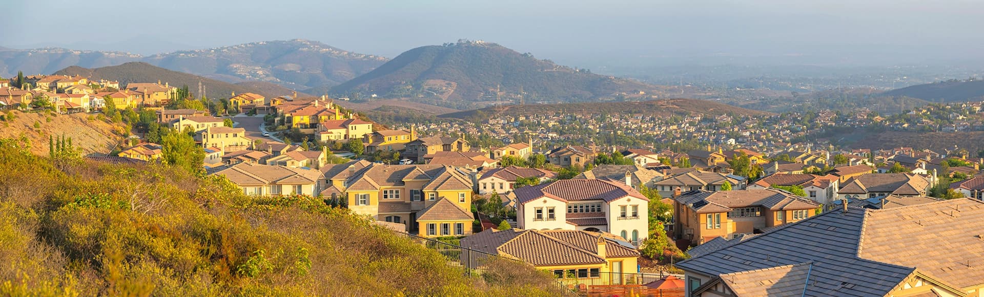 Residential neighborhood with large houses at San Marcos, California